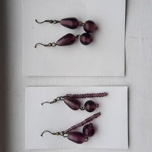 Free-Made In India Purple Beaded Earrings-free With Purchase